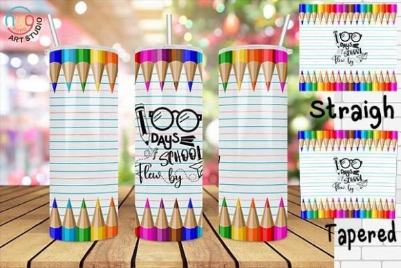 100 Days of School 20oz Skinny Tumbler Graphics