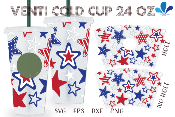 4th of July Star Confetti Venti Wrap SVG: Graphics & Crafts