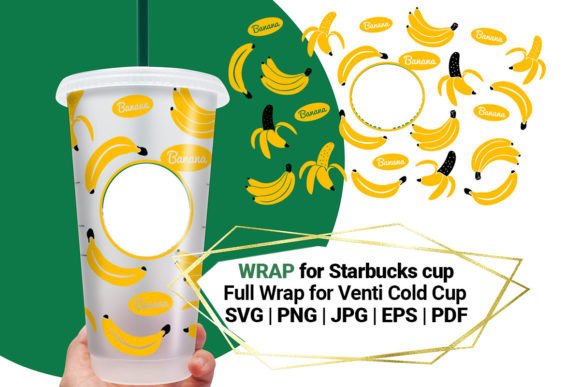 Banana Wrap for Starbucks Cold Cup 24 Oz Graphics and Crafts