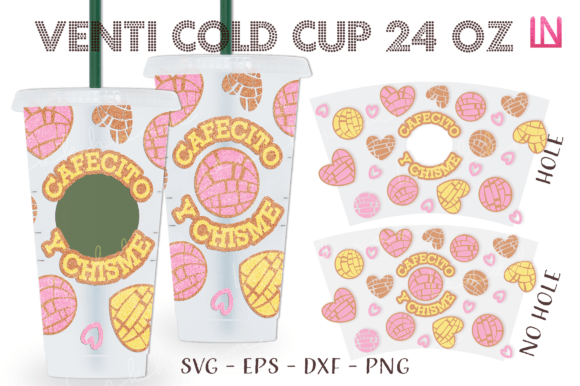 Cafecito Y Chisme Concha Venti Cup Wrap: Graphics for Crafts-Driven Branding