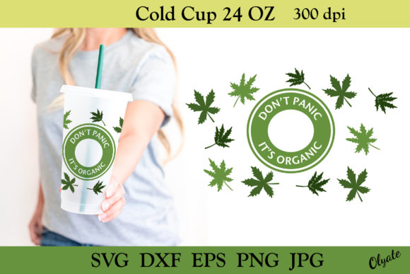 Cannabis 24 OZ Cold Cup Template: Graphics for Crafts & Branding