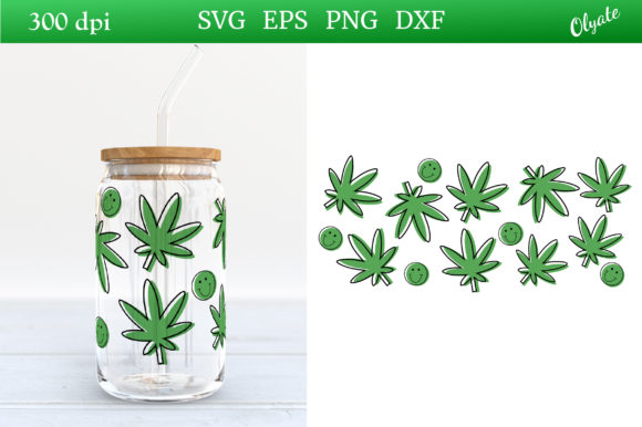 Cannabis Can Glass 16 OZ Wrap.Can Glass Graphics