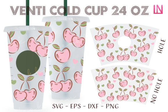 Cherry Heart 24 Oz Venti Cup Full Wrap: Graphics and Crafts in One