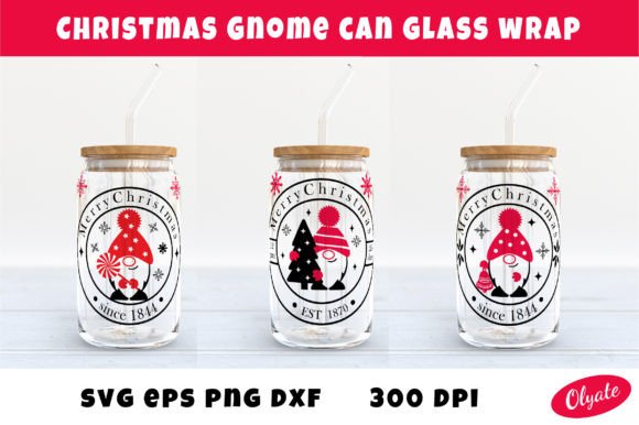 Christmas Gnome Can Glass Wrap SVG. Gnom — Crafts & Graphics