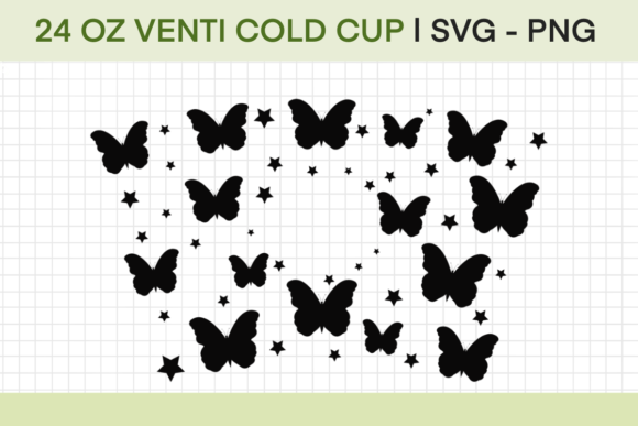 Cute Butterflies Stars Full Wrap: Graphics for Crafts