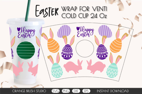 Easter Eggs Bunny Full Wrap Venti Cup: Graphics for Crafts
