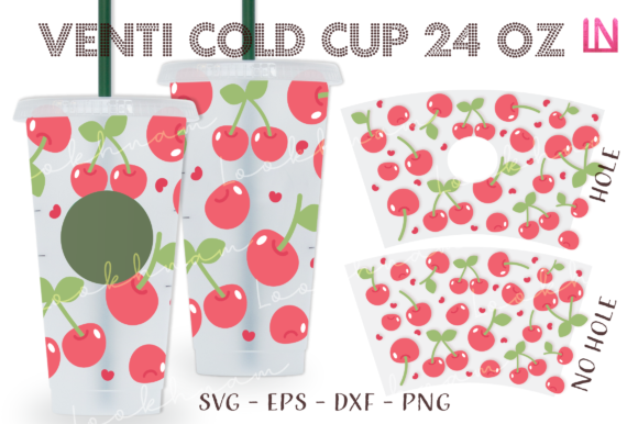 Giant Cherry 24 Oz Venti Cold Cup Wrap: Graphics for Crafts