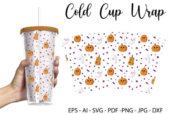 Halloween Doodle 24 Oz Venti Cup Wrap: Graphics for Print Templates