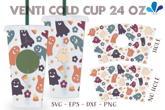 Happy Ghost Retro Halloween Venti Wrap: Graphics & Crafts