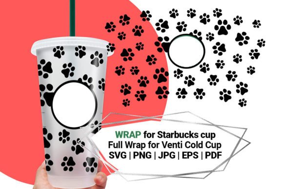 Paw Wrap for Starbucks Cold Cup 24 Oz Graphics & Crafts