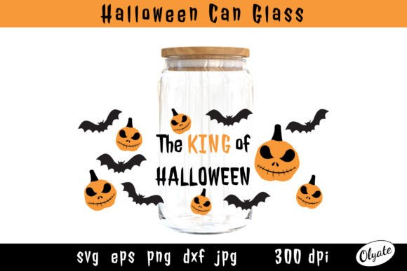 Pumpkin Jack O Lantern Can Glass. Hallow Graphics & Crafts