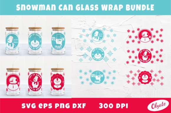 Snowman Can Glass Wrap SVG: Graphics for Crafts