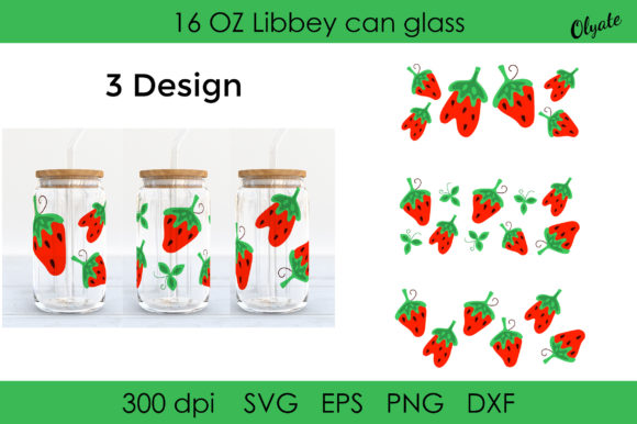 Strawberry Can Glass 16 OZ Wrap: Graphics for Crafts