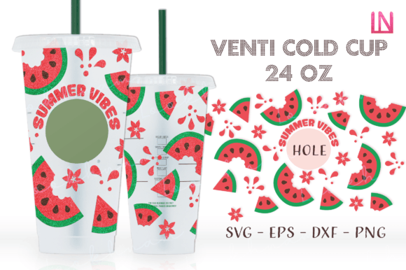 Summer Vibes Watermelon Venti Wrap SVG: Graphics for Crafts