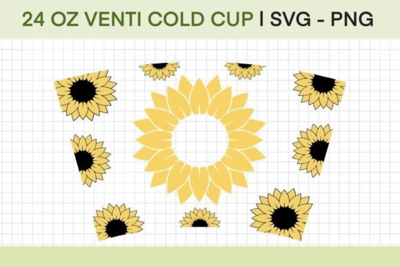 Sunflowers for 24oz Venti Cold Cup Graphics
