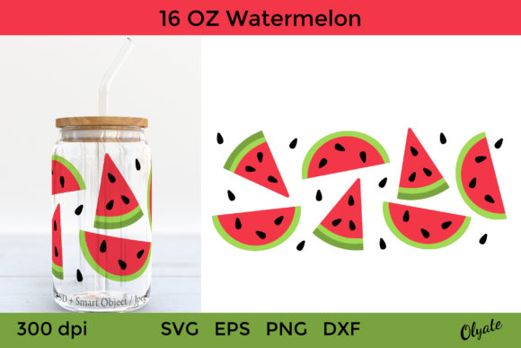 Watermelon Libbey Can Glass 16 OZ Wrap: Graphics and Crafts for Local Business