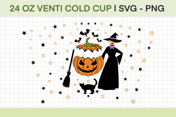 Witch Pumpkin a Cat Bloom Halloween SVG: Graphics for Crafts & Content